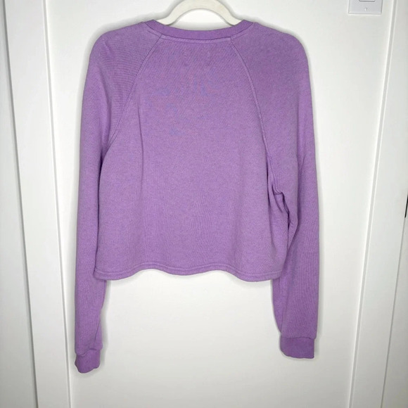 Madewell MWL AiryTerry Crop  Sweatshirt in Heather Bright Violet Size S - Picture 3 of 6